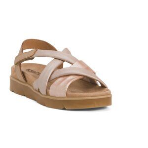 IGI&CO Beige Made In Italy Leather Multiband Footbed Sandals